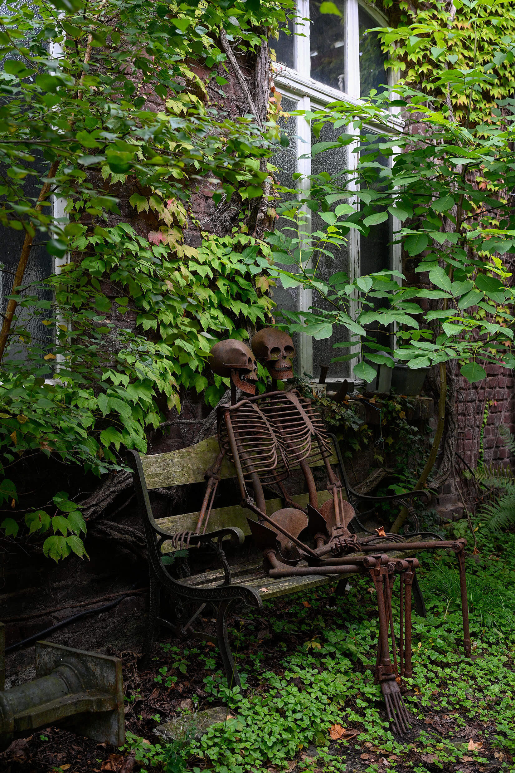 Portrait of a sculpture by Wolfgang Oude Hengel outside his studio in Mönchengladbach, Germany.