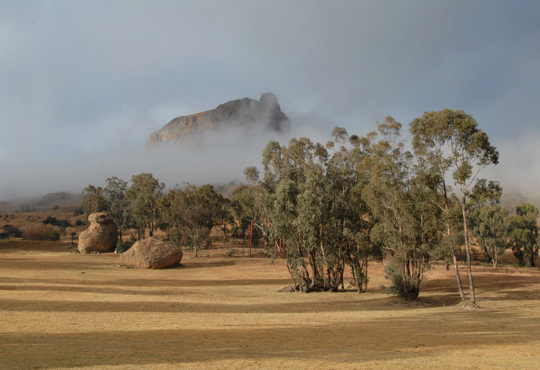 Landscape shrouded in mist in Ladysmith a town in Kwazulu Natal, South Africa.