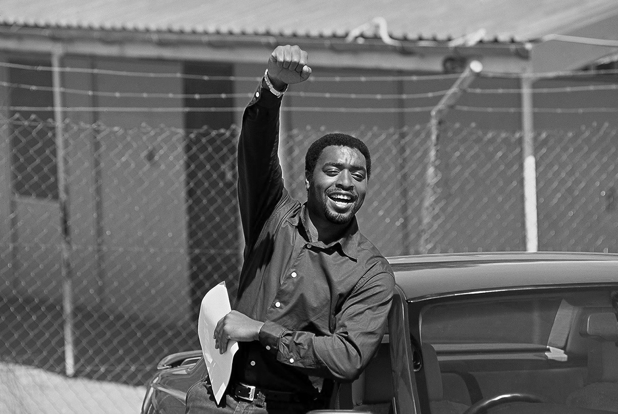 Chiwetel Ejiofor CBE the British actor during a take on the filmset of "Red Dust" a tense legal drama in the aftermath of apartheid in South Africa.