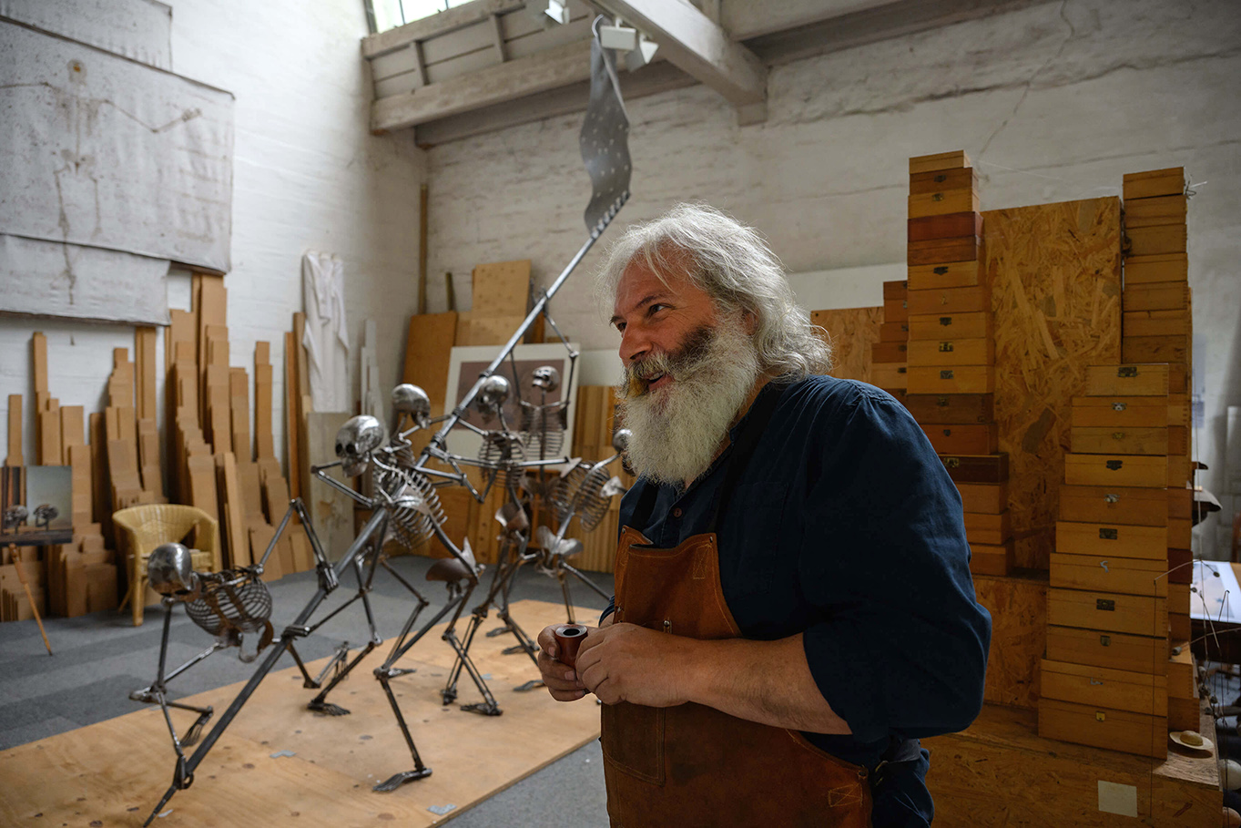 Wolfgang Oude Hengel, sculptor, in his studio in Mönchengladbach, Germany.