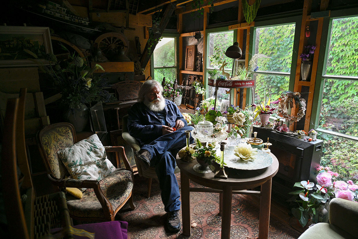 Wolfgang Oude Hengel, sculptor, in a quiet moment in Mönchengladbach, Germany.